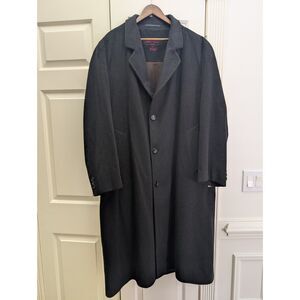 Piattelli Coat Mens Size 54 Black 100% Cashmere Long Overcoat PKZ of Switzerland